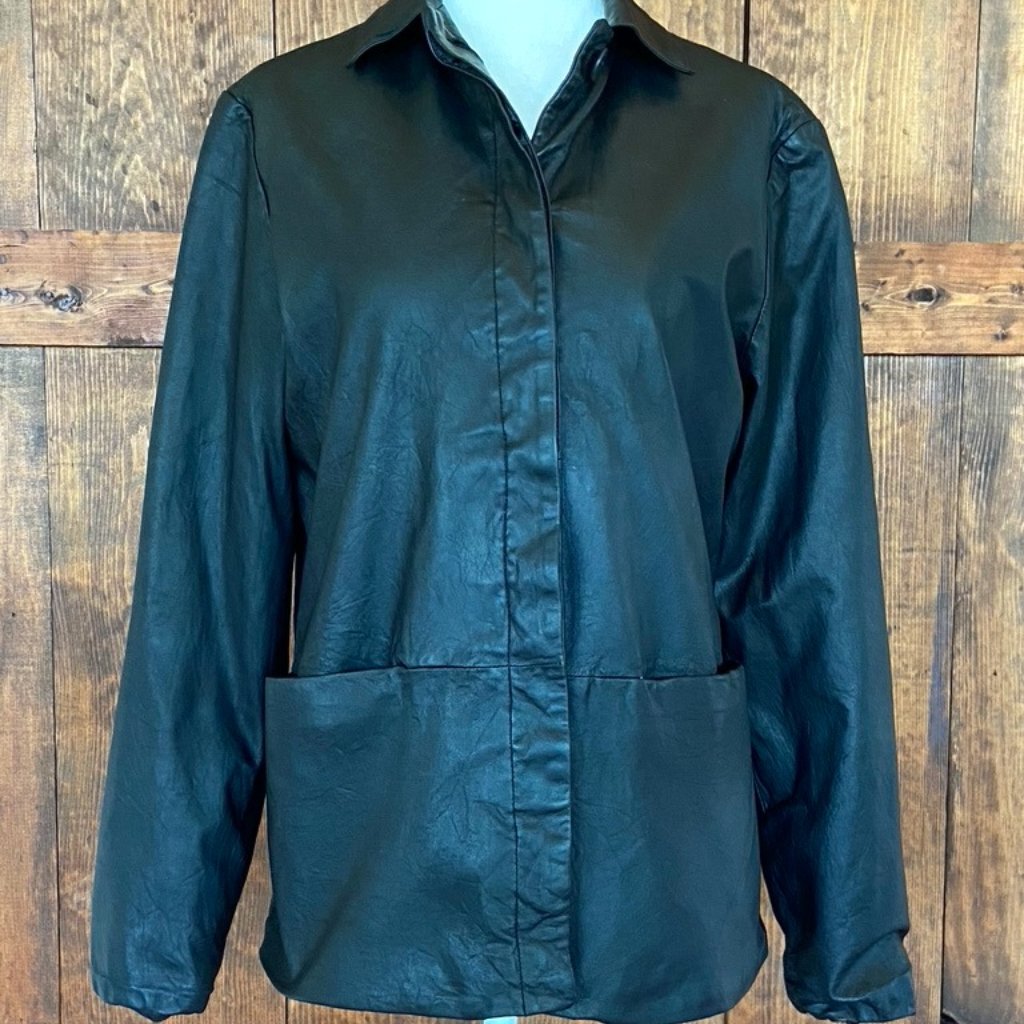Vintage Brooks Women's Black Leather Moto Jacket Sz S